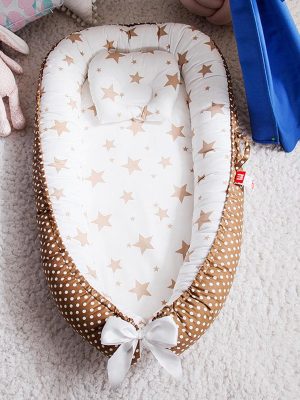 Baby Bed-Newborn Lounger Crib, Baby Nest for Co-Sleeping & Breathable Fiberfill