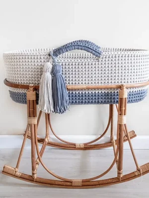 Boho Cotton Rope Moses Basket – Natural & Serene