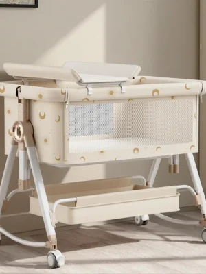 Space-Saving 4-in-1 Baby Bassinet – Stylish Folding Bedside Crib for Modern Urban Living