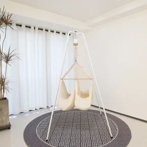 Luxury Organic Cotton Twin Baby Hammock | Handmade, Portable & Adjustable for Newborns | Beech Wood Frame