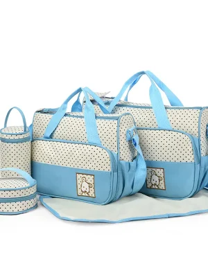 Deluxe 5-Piece Baby Changing Bag & Nappy Set (Polka Dot)