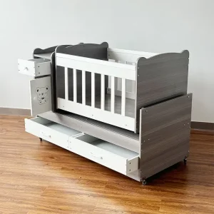 Space-Saving Multifunctional Baby Cot – Integrated Changing Station & Drawers