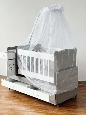 4-in-1 Value Nursery Set: Baby Cot, Changing Table, Cupboard & Under-Storage